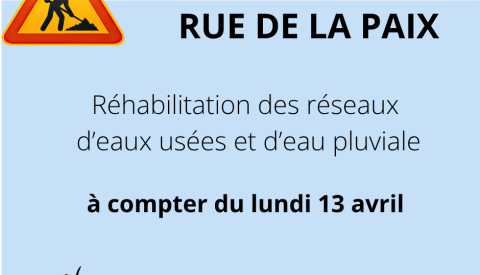 Rue de la Paix : travaux sur les réseaux