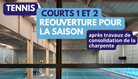Tennis : réouverture des courts 1 et 2