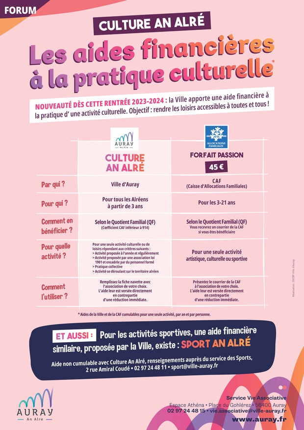 Culture an Alré - aides financières