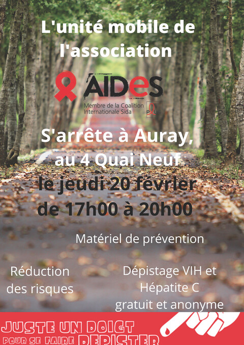 Auray : affiche Unité mobile de l'association AIDES à Saint-Goustan